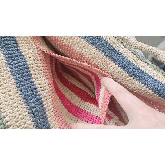 Manebi Stripped Raffia Summer Tote Bag natural one size - Picture 10 of 10